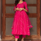 Pomcha Jaipur Bhandhej Pink Cotton Anarkali Set | Swadesiicart