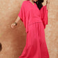 InWeave Women's Fuchsia Solid Collar Neck Boho Top Bottom Set - Swadesiicart