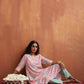 trueBrowns Beige Palm Print A-line Kurta Set | Swadesiicart