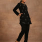 trueBrowns Black Velvet Embroidered Relaxed Co-ord Set - Swadesiicart