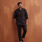 trueBrowns Men's Black Floral Printed Short Kurta | Swadesiicart