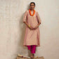trueBrowns Blush Pink Tissue A-line Kurta Set | Swadesiicart