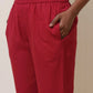 trueBrowns Maroon Cotton Linen Kurta Co-Ord Set - Swadesiicart
