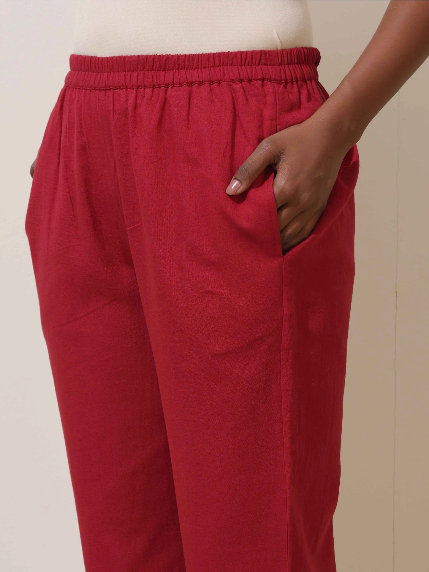 trueBrowns Maroon Cotton Linen Kurta Co-Ord Set - Swadesiicart