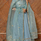 Pomcha Jaipur Powder Blue Pure Cotton Anarkali Set | Swadesiicart