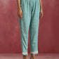 trueBrowns Aqua Blue Cotton Dobby High low Kurta Set | Swadesiicart