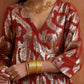 trueBrowns Rust Metallic Angrakha Kurta Set | Swadesiicart