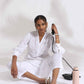 trueBrowns trueBrown White Cotton Schiffli Kurta Set | Swadesiicart