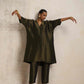 trueBrowns Olive Green Tissue Kurta Co-ord Set - Swadesiicart