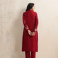 trueBrowns Red Kashmiri Woollen Jacket 3pc Set | Swadesiicart