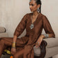 trueBrowns Brown Silk Slit Kurta Set | Swadesiicart