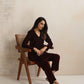 trueBrowns Purple Velvet Kurta Co-ord Set - Swadesiicart