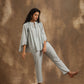 trueBrowns Grey Lehariya Printed Silk Co-Ord Set - Swadesiicart