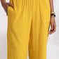 trueBrowns Yellow Cotton Slub Embroidered Straight Kurta Set | Swadesiicart