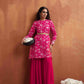 trueBrowns Red Print Sharara Set | Swadesiicart