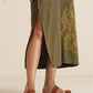 trueBrowns Olive Cotton Embroidered Dress | Swadesiicart
