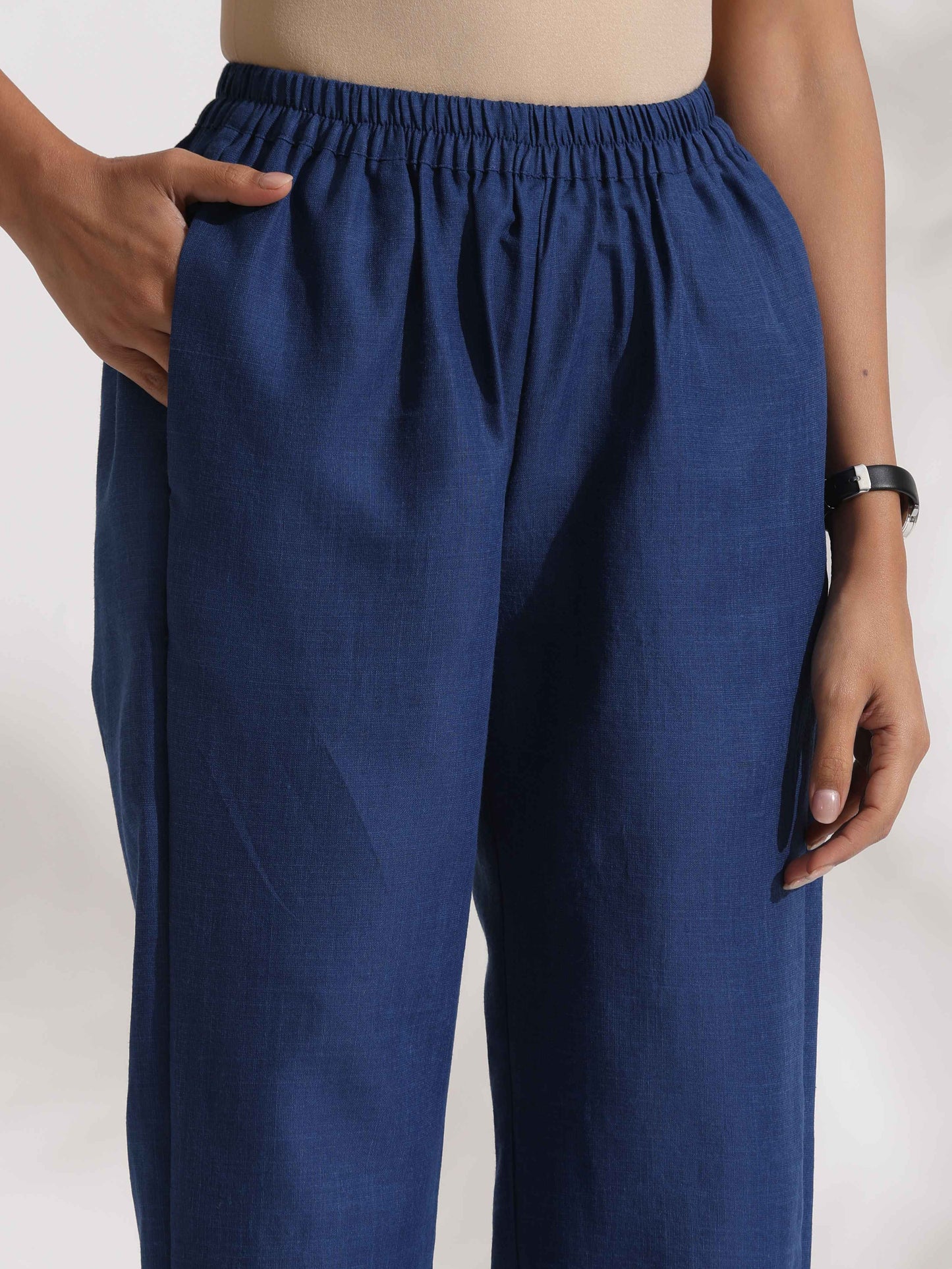 trueBrowns Blue Slub Co-ord Set - Swadesiicart