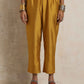 trueBrowns Gold Orange Silk A-line Kurta Set | Swadesiicart