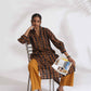 trueBrowns Black Cotton Print Straight Kurta Set | Swadesiicart