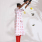 trueBrowns White Cotton Print Flared Kurta Set | Swadesiicart
