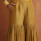 trueBrowns Gold Tissue Sharara Dupatta Set | Swadesiicart