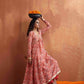 trueBrowns Beige Print Flared Anarkali Kurta Set | Swadesiicart