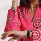 trueBrowns Pink Cotton Print A-line Dress | Swadesiicart