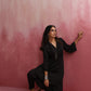 trueBrowns Black V Neck Kurta Co-ord Set - Swadesiicart