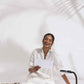 trueBrowns White Cotton A-line Kurta Set | Swadesiicart