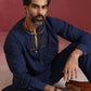 trueBrowns Men's Navy Cotton Mandarin Collar Kurta Co-ord set - Swadesiicart