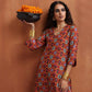 trueBrowns Rust Print Kurta Co-ord Set - Swadesiicart