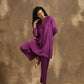 trueBrowns Purple Bandhani Printed Silk Co-Ord Set - Swadesiicart