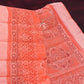 Peachish Orange Block Printed Semi Chanderi Saree By Gayathri Reddy Designer Studio | Swadesiicart