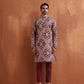 trueBrowns Men's Rust Geometric Printed Kurta | Swadesiicart