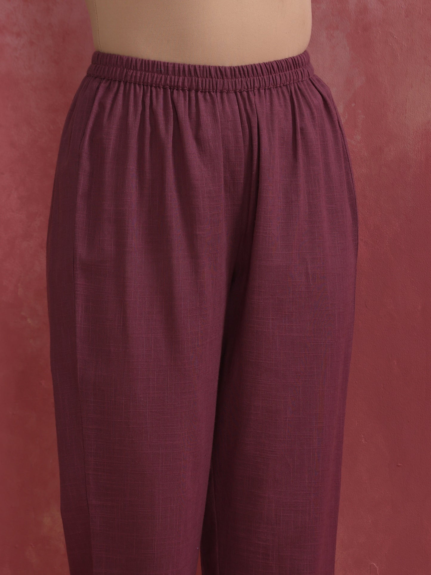 trueBrowns Light Purple Cotton Dobby Flared Kurta Set | Swadesiicart