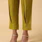trueBrowns Cotton Linen Lime Green Pleated Co-Ord Set - Swadesiicart