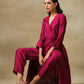 trueBrowns Purple Textured Silk Angrakha Kurta Pant Set | Swadesiicart