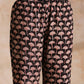 trueBrowns Rust Red Bagru Floral Print Cotton Panel Kaftan Kurta Pant Set | Swadesiicart