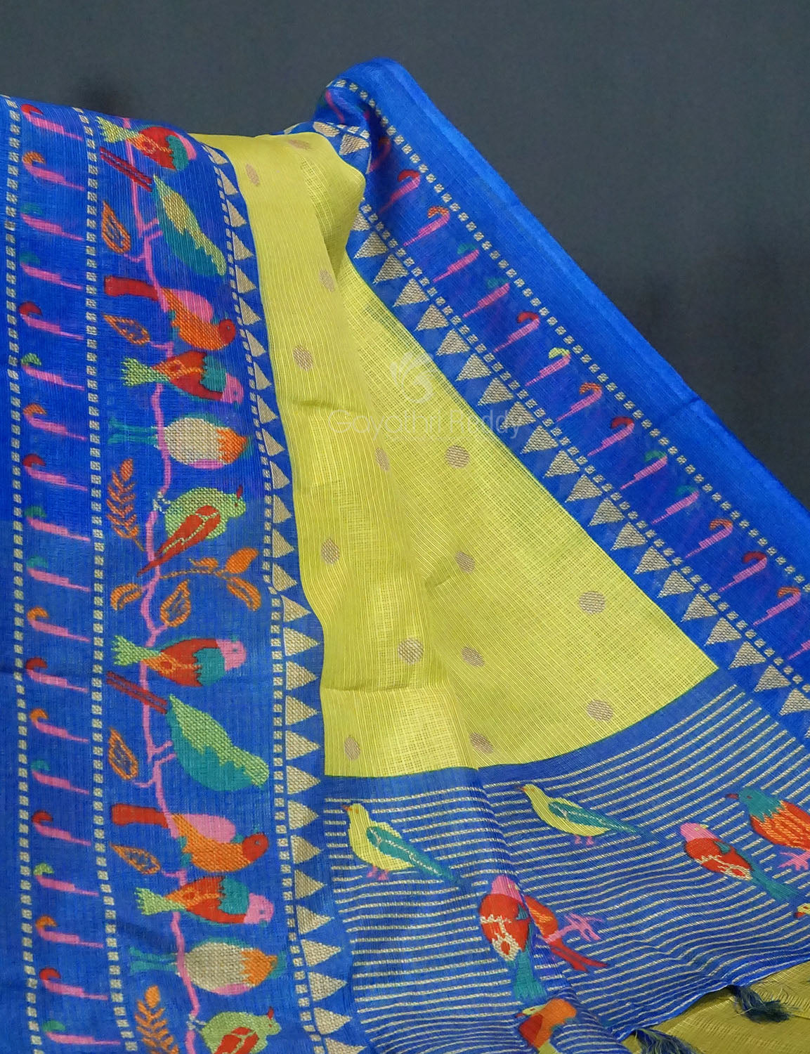 Parrot Green Colored with Buttes Semi Silk Kota Saree By Gayathri Reddy Designer Studio | Swadesiicart