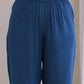 trueBrowns Classic Blue Dobby Pleated Co-Ord Set - Swadesiicart