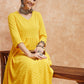 InWeave Women's Butter Yellow Chikankari Long Anarkali Kurta Sharara Set - Swadesiicart