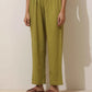 trueBrowns Pear Green Cotton Linen Kurta Pant Set | Swadesiicart