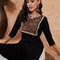 InWeave Women's Black Printed Neck Patch Work Straight Kurta - Swadesiicart