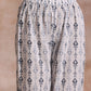 trueBrowns Grey On White Ikat Print Cotton Baggy Sleeve Co-Ord Set - Swadesiicart