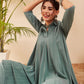 InWeave Women's Light Mint Collared Neck Flared Kurta Pant Set - Swadesiicart