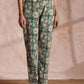 trueBrowns Fern Green Overall Floral Block Print Cotton Pant Suit Set | Swadesiicart