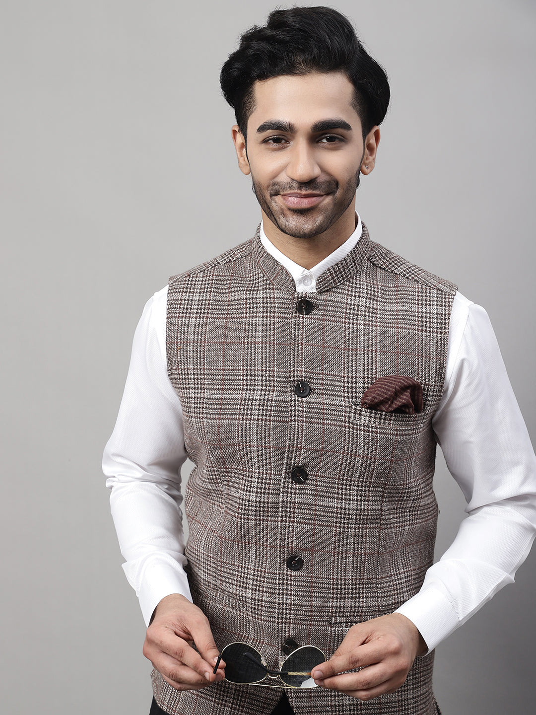 Even Apparels Men's Beige Pure Wool Nehru Jacket | Swadesiicart