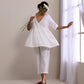 trueBrowns White Slub Texture Short Angrakha Co-Ord Set - Swadesiicart