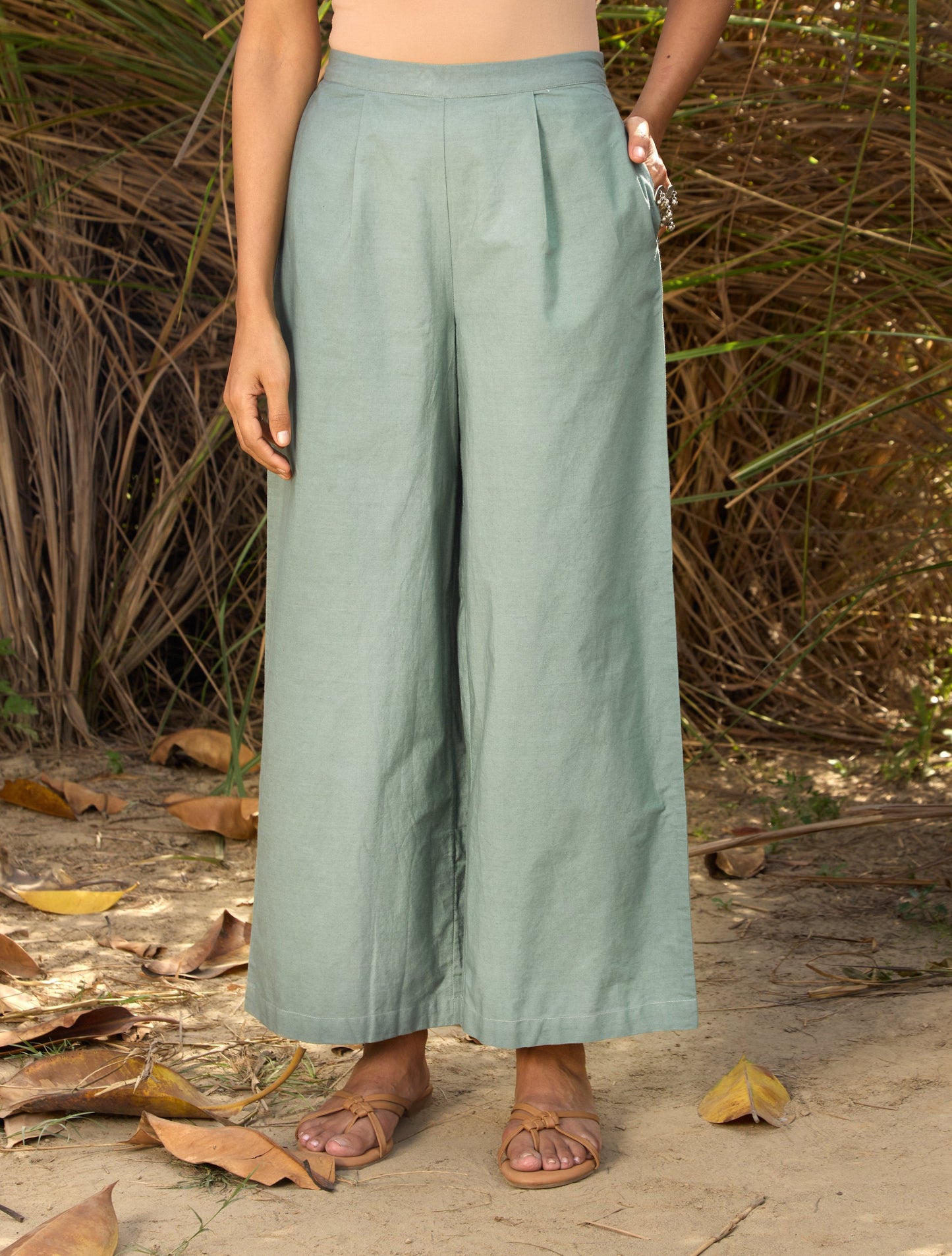 trueBrowns Blue Cotton Cutwork Embroidered Co-ord Set - Swadesiicart