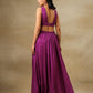 trueBrowns Purple Bandhani Printed Silk Top Skirt Jacket Set | Swadesiicart